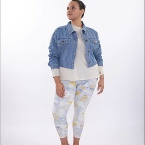 Mono B Cropped Denim Woman's Jacket with Ribbed Hem Woman’s Size Large NWT